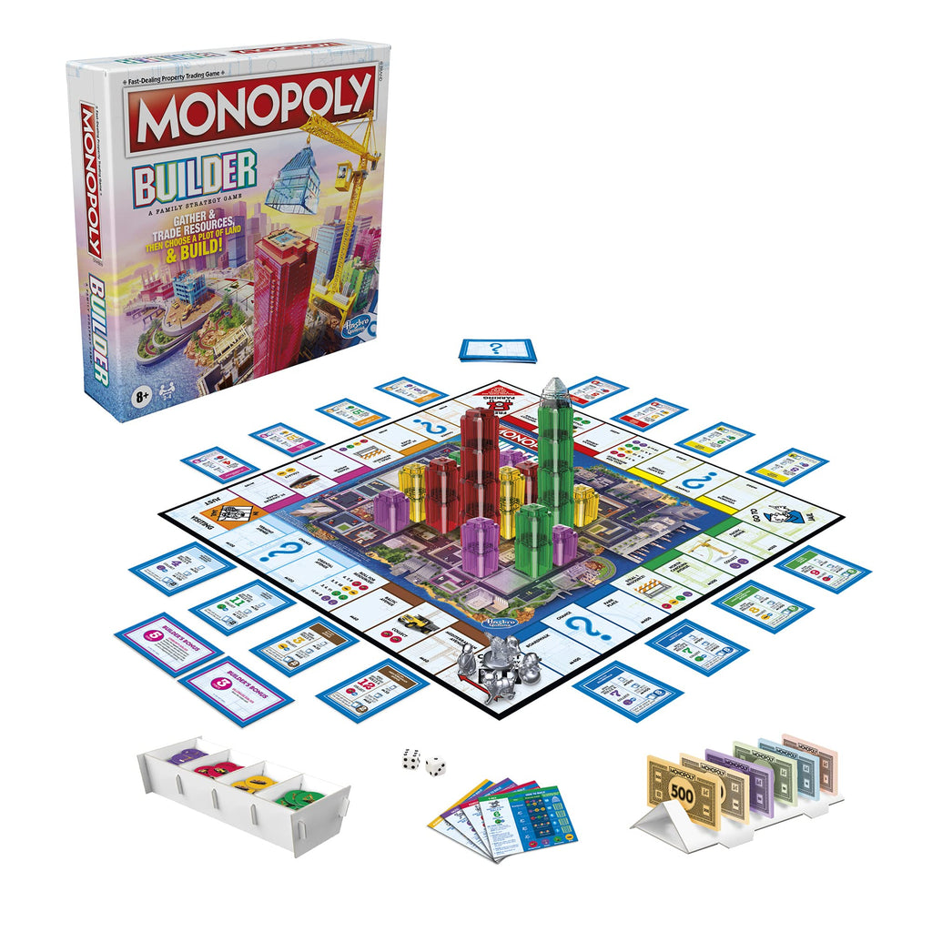 Monopoly Builder Board Game — Hasbro Gaming | Strategy & Building for 2-4 Players (Ages 8+)