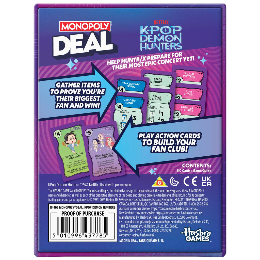 Monopoly Deal: KPop Demon Hunters Card Game by Hasbro Gaming | 2-5 Players | 15-Minute Family Card Game