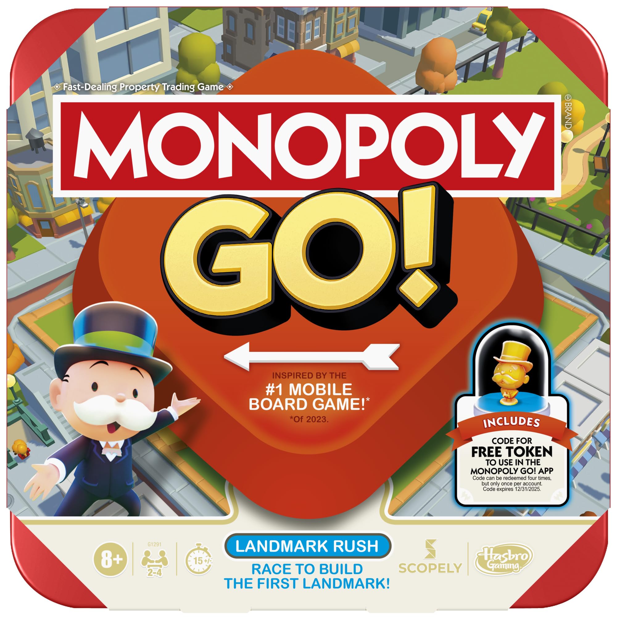 Hasbro Monopoly GO! Board Game – 2-4 Players, 15-Min Quick Family & Travel Fun