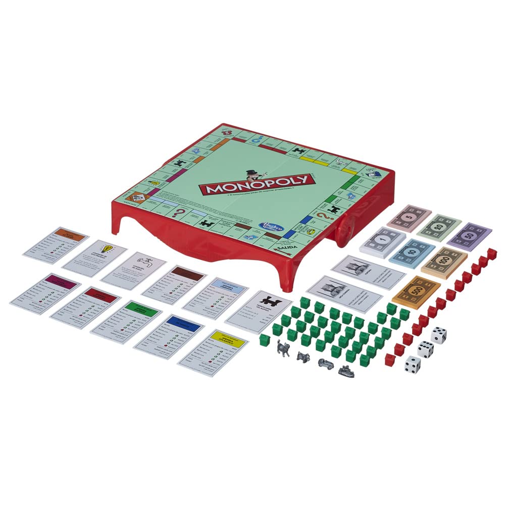 Hasbro Gaming Monopoly Grab & Go Game – Portable Classic Monopoly for Travel