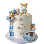 HAVAGDTM 22 PCS Bear Cake Toppers Set – Train Topper & BABY Letters for Baby Shower & Bear-Themed Parties