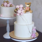 HAVAGDTM 3D Bear Cake Topper – Pink Polymer Clay Decoration for Baby Showers & Birthdays