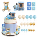 HAVAGDTM 22 PCS Bear Cake Toppers Set – Train Topper & BABY Letters for Baby Shower & Bear-Themed Parties