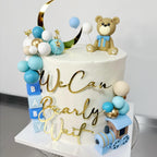 HAVAGDTM 22 PCS Bear Cake Toppers Set – Train Topper & BABY Letters for Baby Shower & Bear-Themed Parties