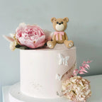 HAVAGDTM 3D Bear Cake Topper – Pink Polymer Clay Decoration for Baby Showers & Birthdays