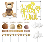 HAVAGDTM Bear Cake Toppers Set – 34-Piece Bear Balls, Clouds & Stars for Baby Showers & Birthday Parties