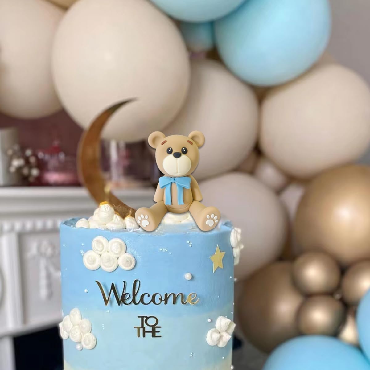 HAVAGDTM 3D Bear Cake Topper – Polymer Clay Bear Decoration for Baby Showers & Parties