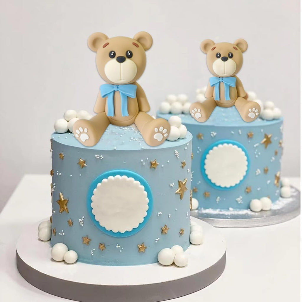 HAVAGDTM 3D Bear Cake Topper – Polymer Clay Bear Decoration for Baby Showers & Parties