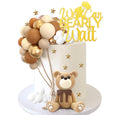 HAVAGDTM Bear Cake Toppers Set – 34-Piece Bear Balls, Clouds & Stars for Baby Showers & Birthday Parties