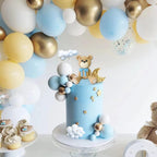 HAVAGDTM Bear Cake Toppers Set – Blue Bear with Clouds, Stars & Balls