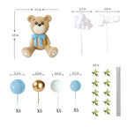 HAVAGDTM Bear Cake Toppers Set – Blue Bear with Clouds, Stars & Balls