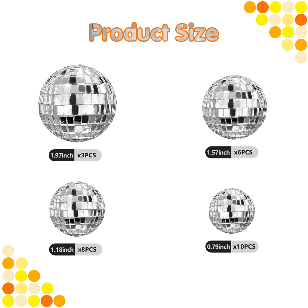 HAVAGDTM 27 PCS Disco Ball Cake Toppers – 4 Sizes for 70s Disco Theme Party Decor