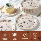 Havawish 100 Pcs Cowboy Party Plates – Western Theme Disposable Dinnerware for Parties