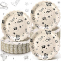 Havawish 100 Pcs Cowboy Party Plates – Western Theme Disposable Dinnerware for Parties