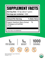 BulkSupplements Organic Hawthorn Berry Extract Powder – 1kg, Gluten Free