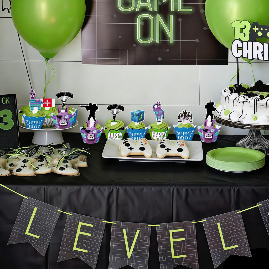 Haxpacal Video Game Cupcake Toppers & Wrappers – 96 Pcs Llama Party Decor