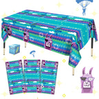Haxpacal Llama Theme Party Tablecloth 3 PCS – Disposable Video Game Table Covers, 86.6 x 51.2 in