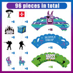 Haxpacal Video Game Cupcake Toppers & Wrappers – 96 Pcs Llama Party Decor