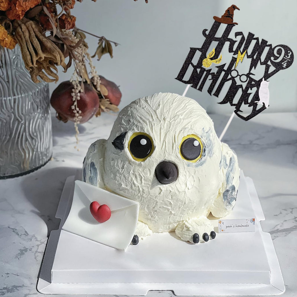 Hazyore Happy Birthday Glitter Cake Topper – Black Wizard Theme for Potter Parties