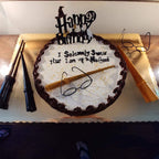 Hazyore Happy Birthday Glitter Cake Topper – Black Wizard Theme for Potter Parties