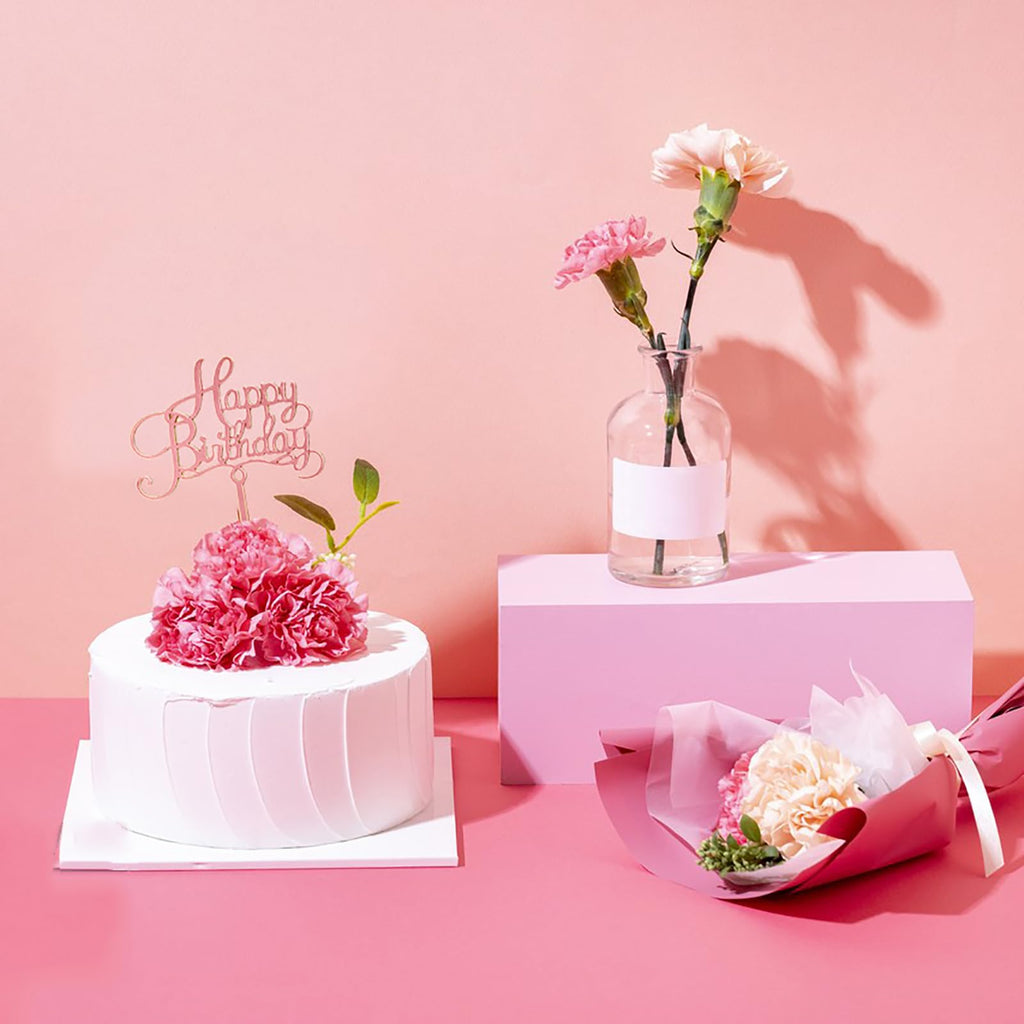 Hazyore Rose Gold Cake Topper – 6pc Acrylic Birthday Decorations