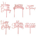 Hazyore Rose Gold Cake Topper – 6pc Acrylic Birthday Decorations