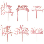 Hazyore Rose Gold Cake Topper – 6pc Acrylic Birthday Decorations