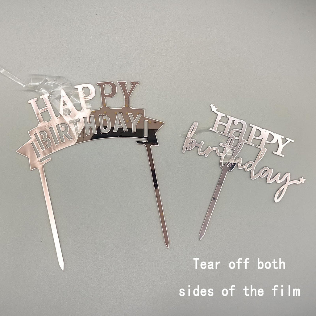 Hazyore Rose Gold Cake Topper – 6pc Acrylic Birthday Decorations