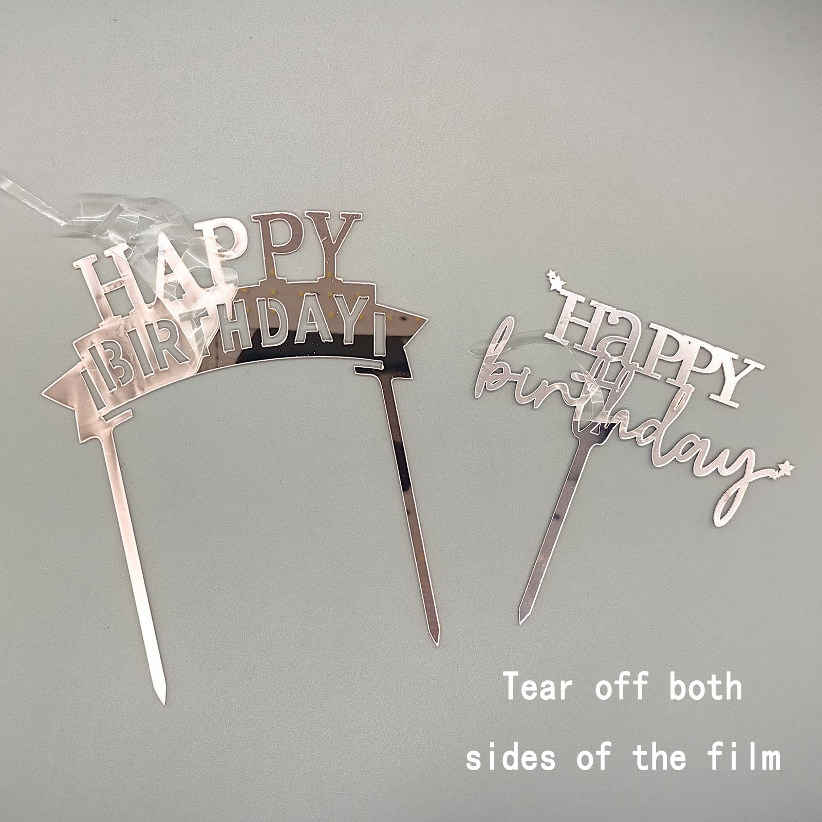 Hazyore Rose Gold Cake Topper – 6pc Acrylic Birthday Decorations