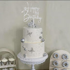 Hazyore Silvery Acrylic Birthday Cake Toppers – 6pcs Happy Birthday Letters