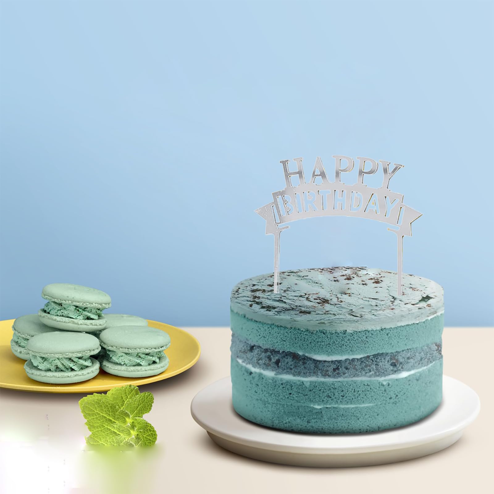 Hazyore Silvery Acrylic Birthday Cake Toppers – 6pcs Happy Birthday Letters