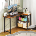 HOMCOM L Shaped Desk, Corner Computer Desk with Bookshelf for Home Office, Study Room, Workstation, 120 x 73.2 x 75cm, Rustic Brown