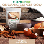 Healthworks Psyllium Husk Powder Organic - 32 Oz / 2 Lbs - Raw - Certified Organic - Finely Ground Powder from India - Keto, Vegan & Non-GMO - Fiber Support