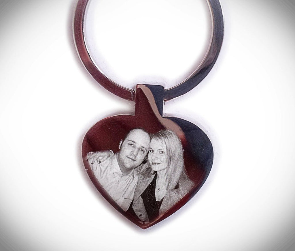 Personalised Heart Keyring - Custom Photo Engraved Gift | Stainless Steel Keepsake