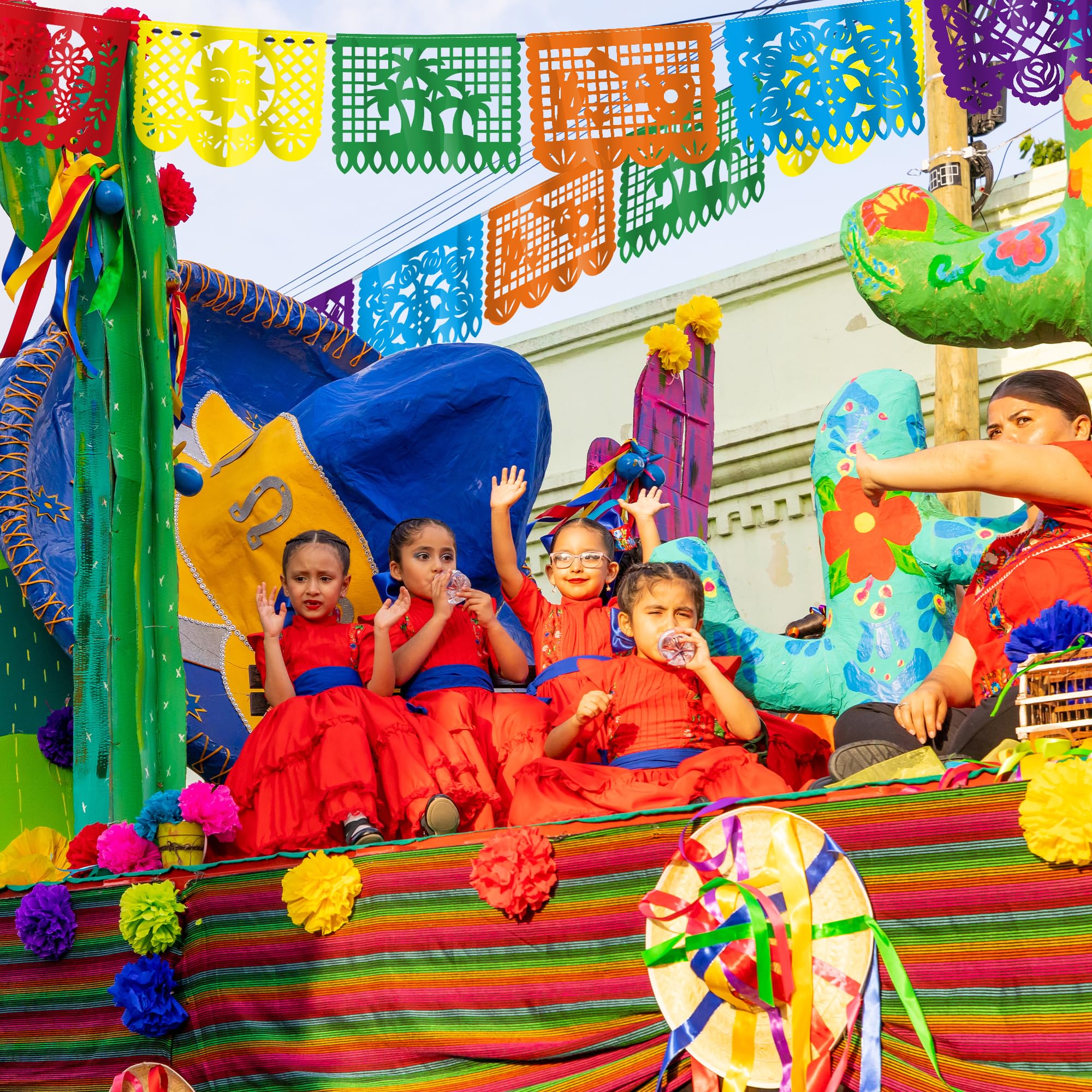 Heartome 18 ft Cinco de Mayo Fiesta Banner – 9 Papel Picado Flags