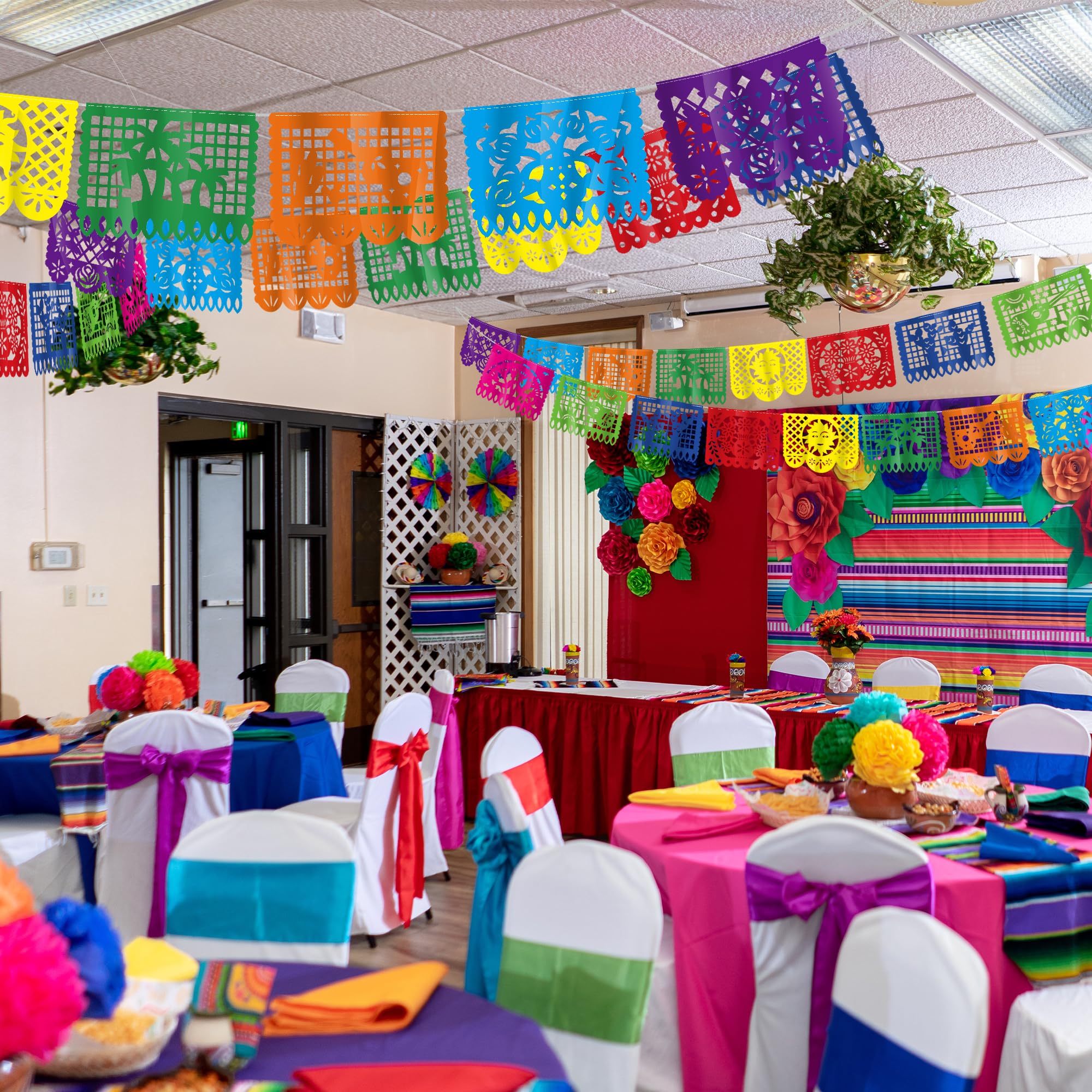 Heartome 18 ft Cinco de Mayo Fiesta Banner – 9 Papel Picado Flags