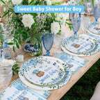 Heboland Blue Boy Baby Shower Plates Set – 100 Pcs for 25 Guests | It’s a Boy Tableware