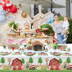 Heboland Farm Animal Tablecloth 3-Piece Set, 54 x 108 in — Barnyard Party Essentials