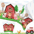 Heboland Farm Animal Tablecloth 3-Piece Set, 54 x 108 in — Barnyard Party Essentials