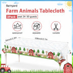 Heboland Farm Animal Tablecloth 3-Piece Set, 54 x 108 in — Barnyard Party Essentials
