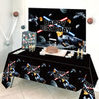 Heboland 3-Piece Space Battleship Tablecloth Set – 54 x 108 in Galaxy Starship Birthday Decorations