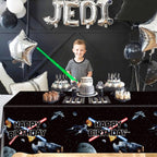Heboland 3-Piece Space Battleship Tablecloth Set – 54 x 108 in Galaxy Starship Birthday Decorations