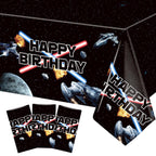 Heboland 3-Piece Space Battleship Tablecloth Set – 54 x 108 in Galaxy Starship Birthday Decorations