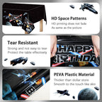 Heboland 3-Piece Space Battleship Tablecloth Set – 54 x 108 in Galaxy Starship Birthday Decorations