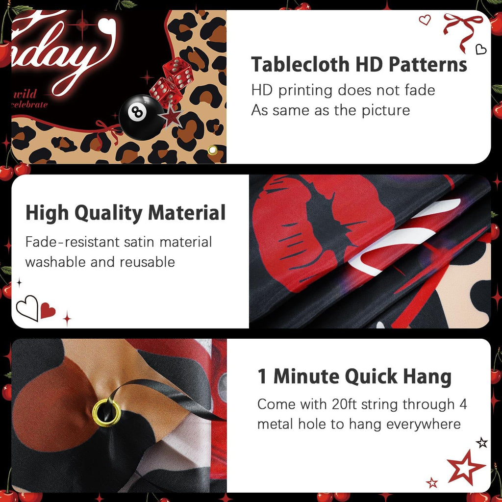 Heboland Red Cheetah Backdrop 3x5ft – Cherry Leopard Birthday Banner for Photo Booth