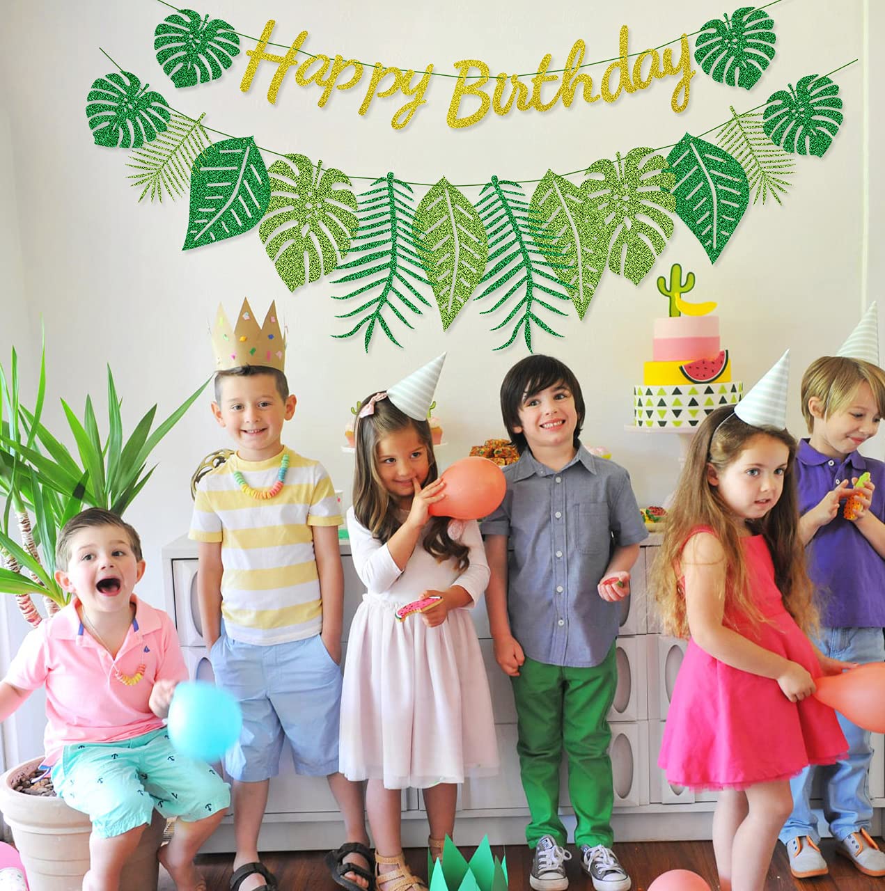 Hegbolke Hawaiian Birthday Banner – Glittery Luau Party Decor