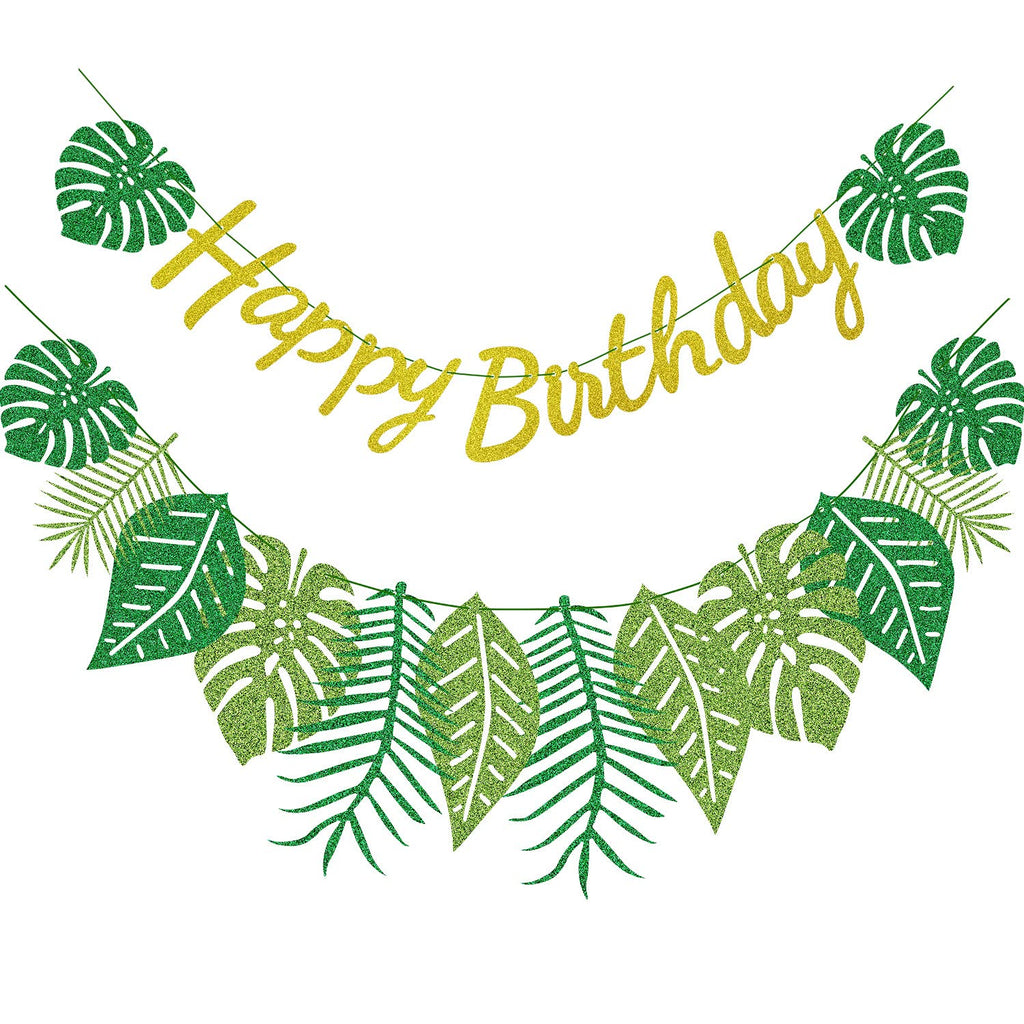Hegbolke Hawaiian Birthday Banner – Glittery Luau Party Decor
