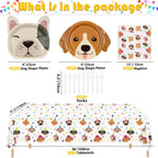 Hegbolke 81 Pcs Dog Party Decorations – Plates, Napkins, Puppy Tablecloth & Black Forks | Kid Puppy Themed Birthday Party Supplies, Serves 20