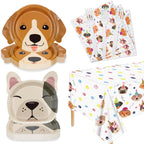 Hegbolke 81 Pcs Dog Party Decorations – Plates, Napkins, Puppy Tablecloth & Black Forks | Kid Puppy Themed Birthday Party Supplies, Serves 20