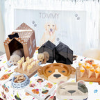 Hegbolke 81 Pcs Dog Party Decorations – Plates, Napkins, Puppy Tablecloth & Black Forks | Kid Puppy Themed Birthday Party Supplies, Serves 20